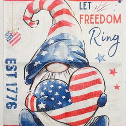 Gnome Yard Flag 12”x18” Let Freedom Ring America USA 4TH Of July Celebrate NEW!!