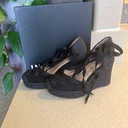 INC Concepts, Black Wedge Platform Espadrilles