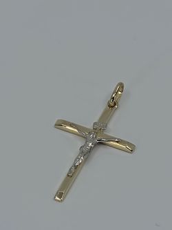 14k Gold Crucifix Cross Charm Pendant Small