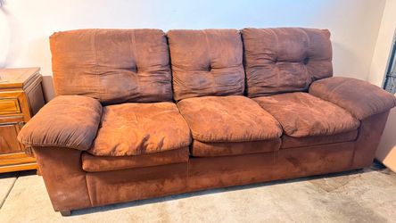 Brown Microfiber 3-Seat Sofa