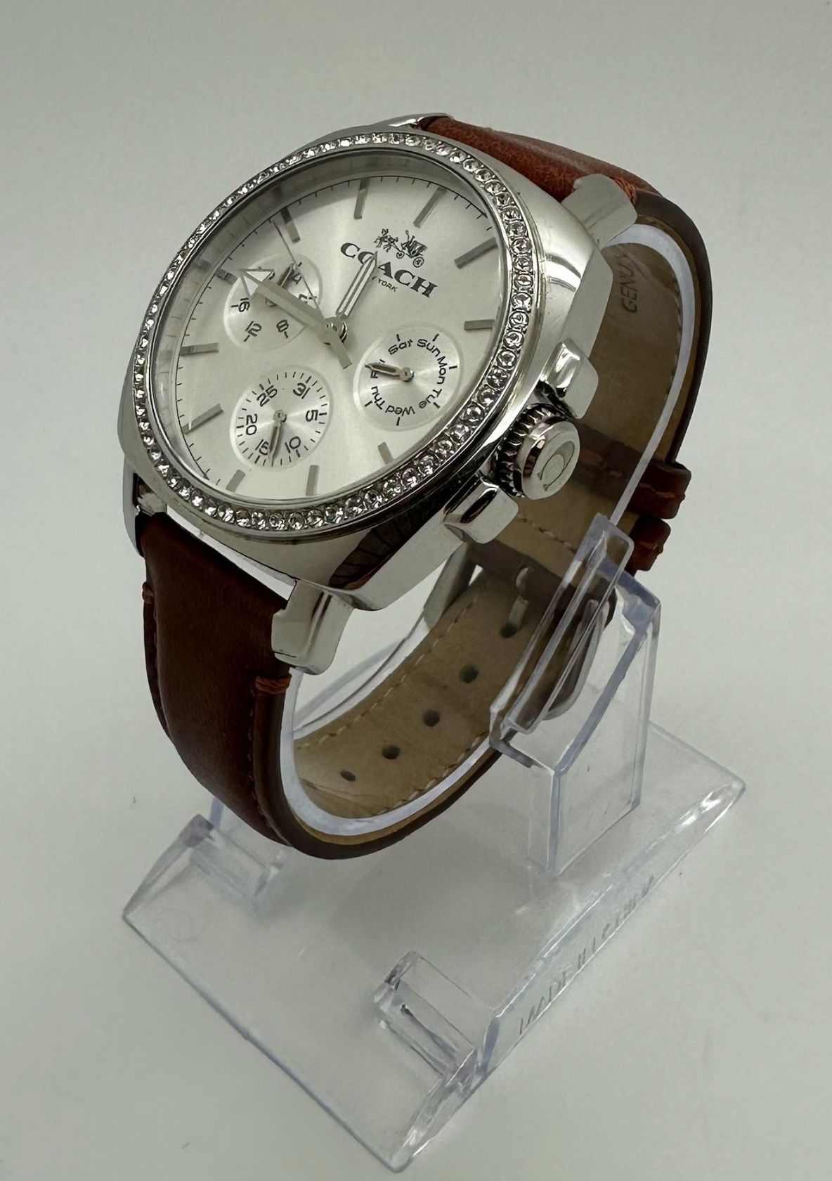 Coach Boyfriend Women's Casual Watch Stainless Steel Case Leather Strap Japanese Quartz 