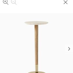 West Elm Mid-Century Marble Drink Table 9.5" Warm Marble Cerused White NEW Boxed