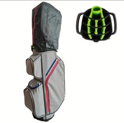15-Way Golf Cart Bag With Cooler, Shoe Pocket, Rain Hood & Putter Well (Gray/Red)