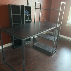 Desk With Attached Bookshelf 
