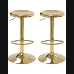 3 NEW Beautiful Shiny Gold Counter Or Bar Height Adjustable Stools 