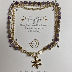 Silver Plated Bracelet With Amethyst.