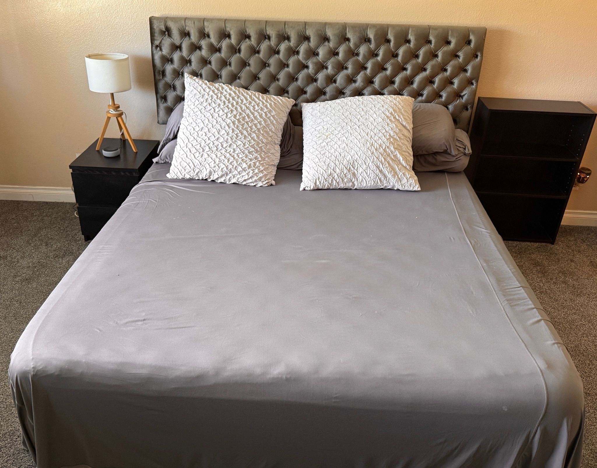 Grey Fabric Upholstered Cal king headboard