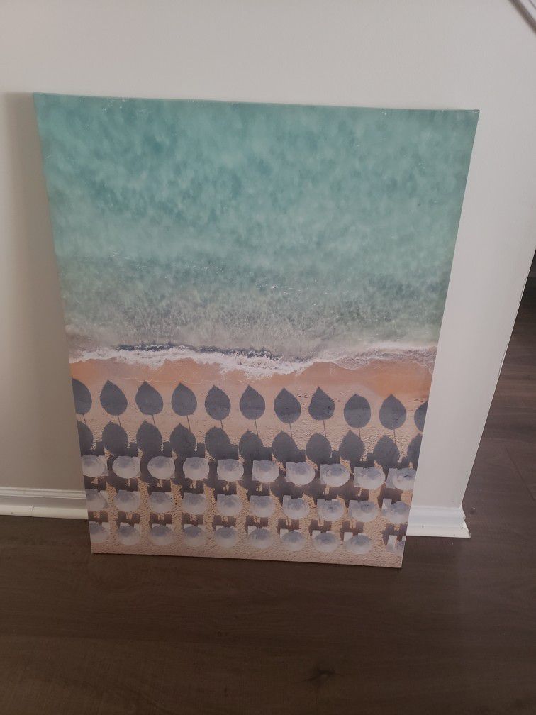 Canvas Wall Art, Beach  Height 40 Inches Length 30 Inches 