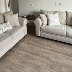 Beige Sofa Set With End Table