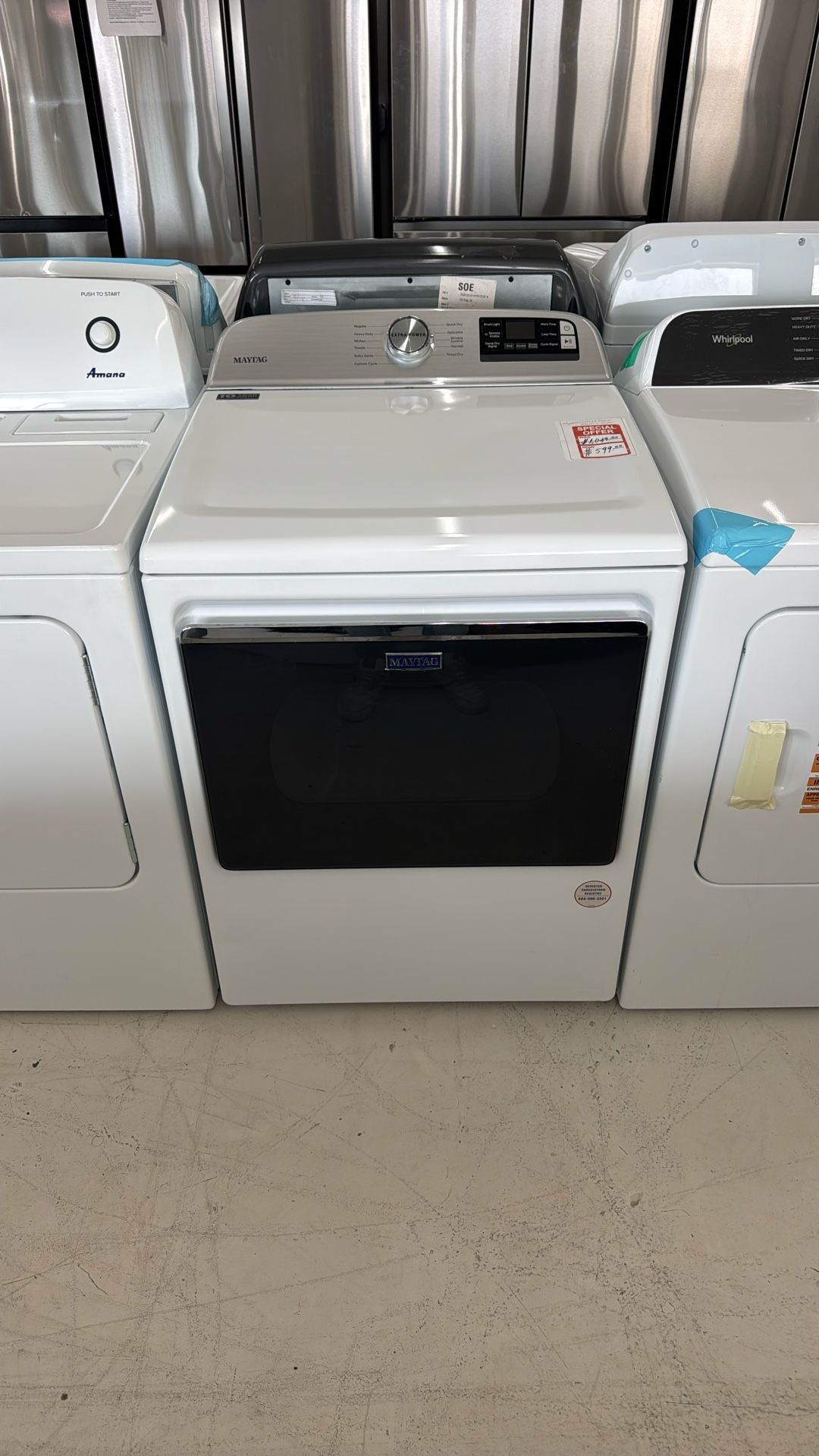 Maytag 7.4 cu. ft. vented Top Load Electric Dryer in White with Extra Power