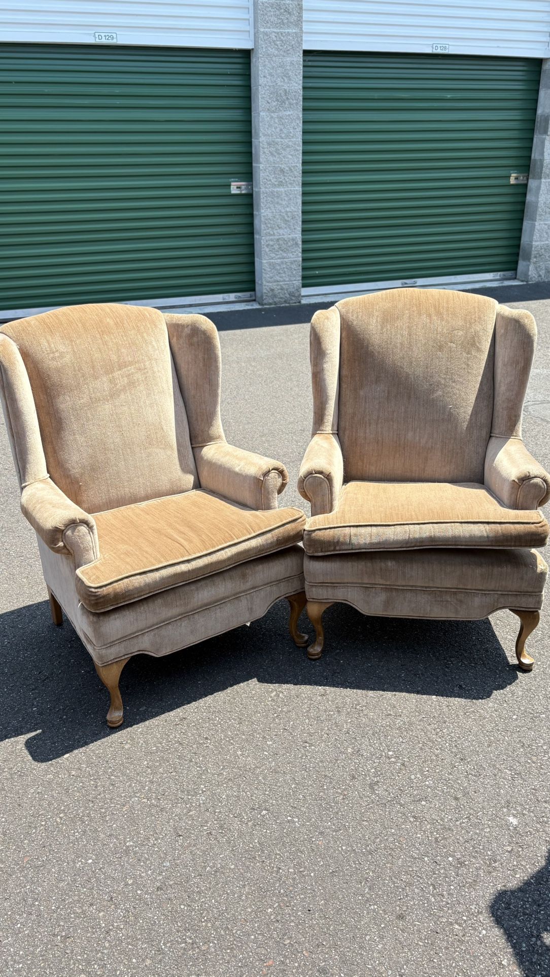 Antique Velvet Wing Back Chairs