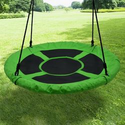 40 Inch Flying Saucer Tree Swing with Straps and Flags for Kids - Outdoor Round Swing Seat with 360° Spin Swivel - Weather Resistant and Easy to Insta