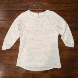 Christopher & Banks Gray Space Dye Ribbed Knit Top - Womens S