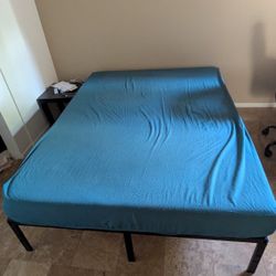 8” Memory Foam Queen Mattress + Metal Bed Frame – Great Condition