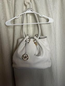 Michael Kors White Leather Bucket Bag