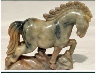 Stone Horse Statue 4" – Hand Carved, Multicolor Decor