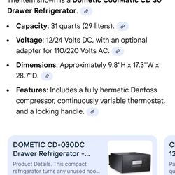 Dometic Coolmatic CD 30 Drawer Refrigerator