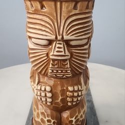 MGM Grand Hotel Reno Nevada Tiki Mug Ceramic Brown Tribal Design