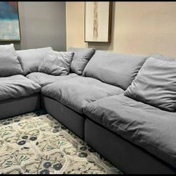 Gray Cloud Modular Sectional Couch Sofa 