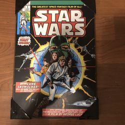 Starwars Wooden Wall Plaque Picture 19 1/2” X 13 1/2”