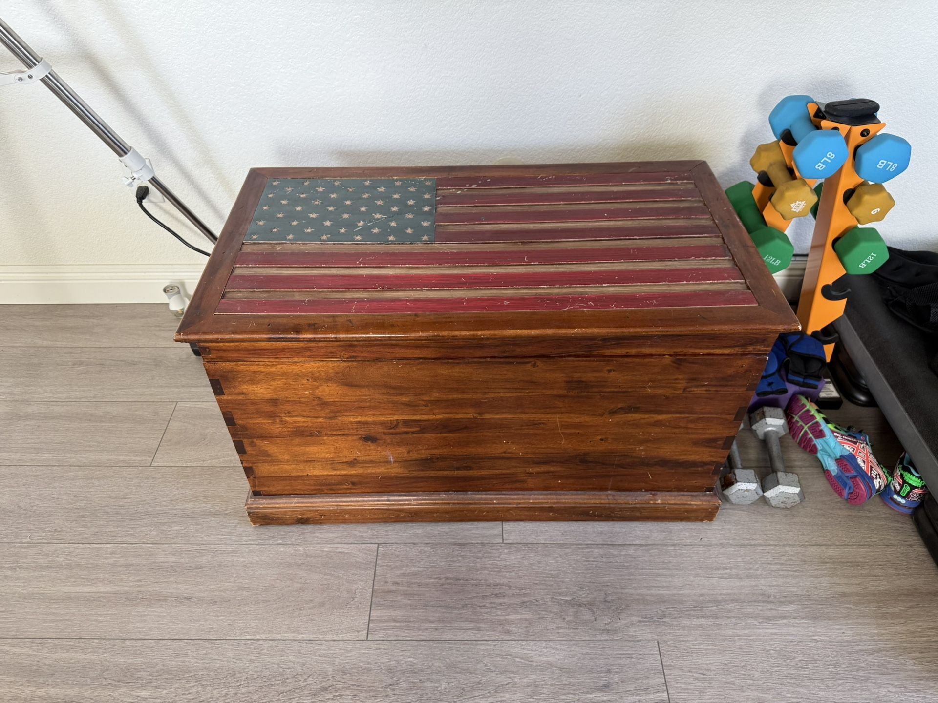 American Flag Wooden Chest