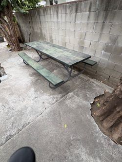 Outdoor Picnic Table with Attached Benches
