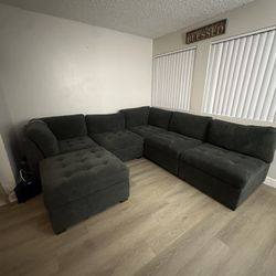 Couch With Ottoman(Attaches, And Detaches) 
