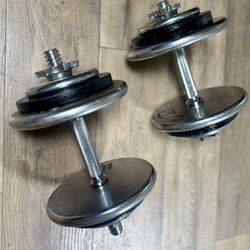Adjustable Dumbbells Standard In Great Shape Chromed And Black Paint ( Total: 80 lbs)