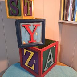 Vintage Nesting Alphabet Block Boxes, Set of 3 