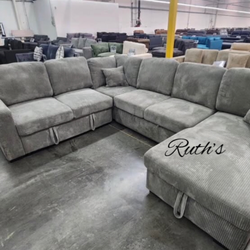 Elegant 4-Pc Convertible Sectional Sofa With Pullout Bed, Double Storage, & USB Port