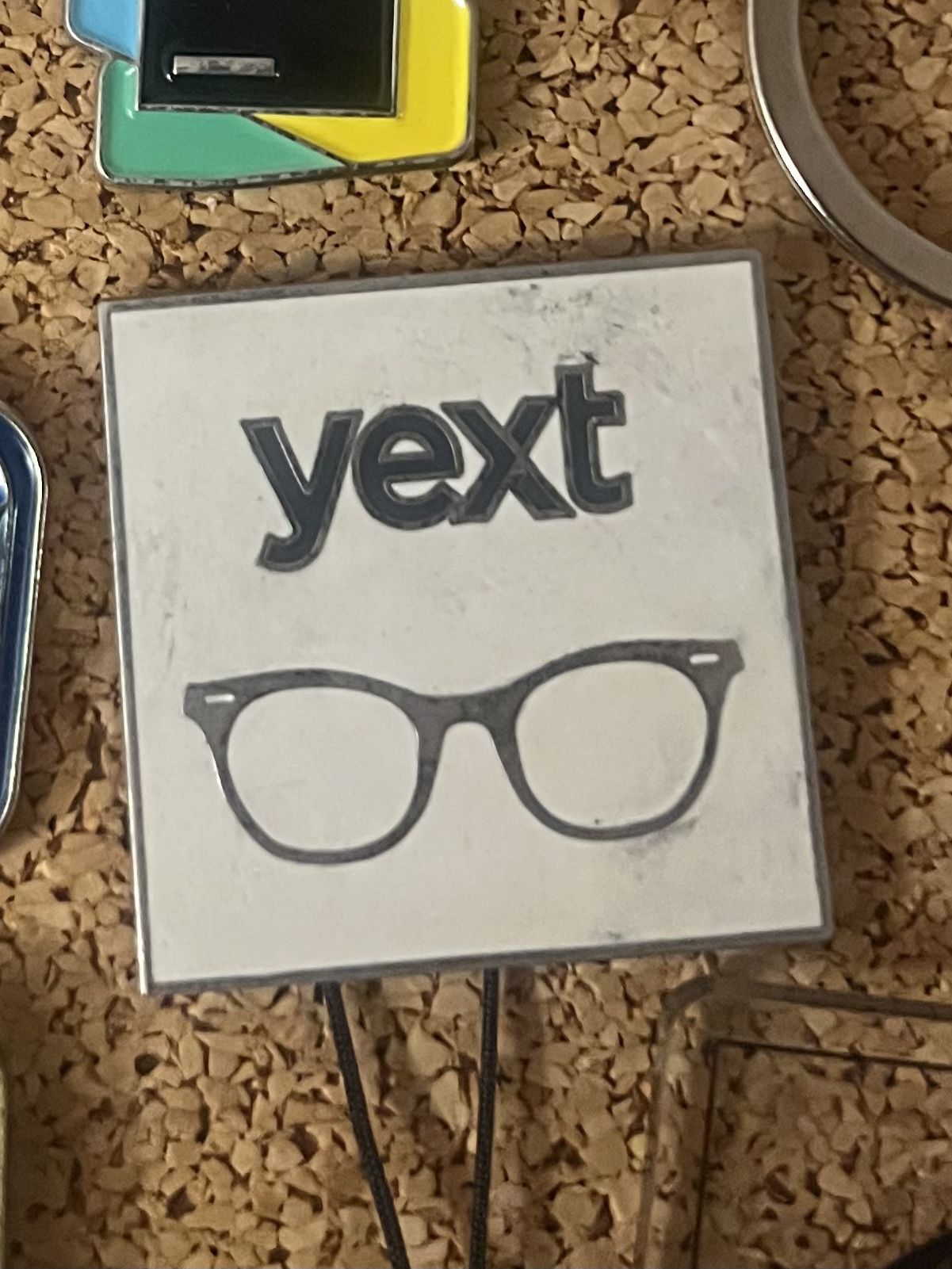 Yext logo and glasses - 1 inch Enamel Pin