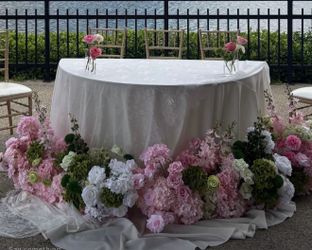 GREEN AND PINK FAUX FLOWERS