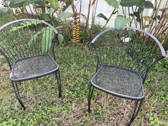 Mid- Century Wrought Iron Chairs 