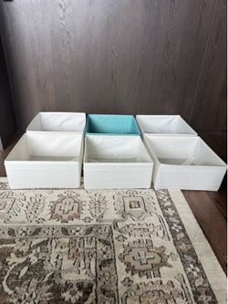 Set of 6 Collapsible Storage Bins ~5x11x11”