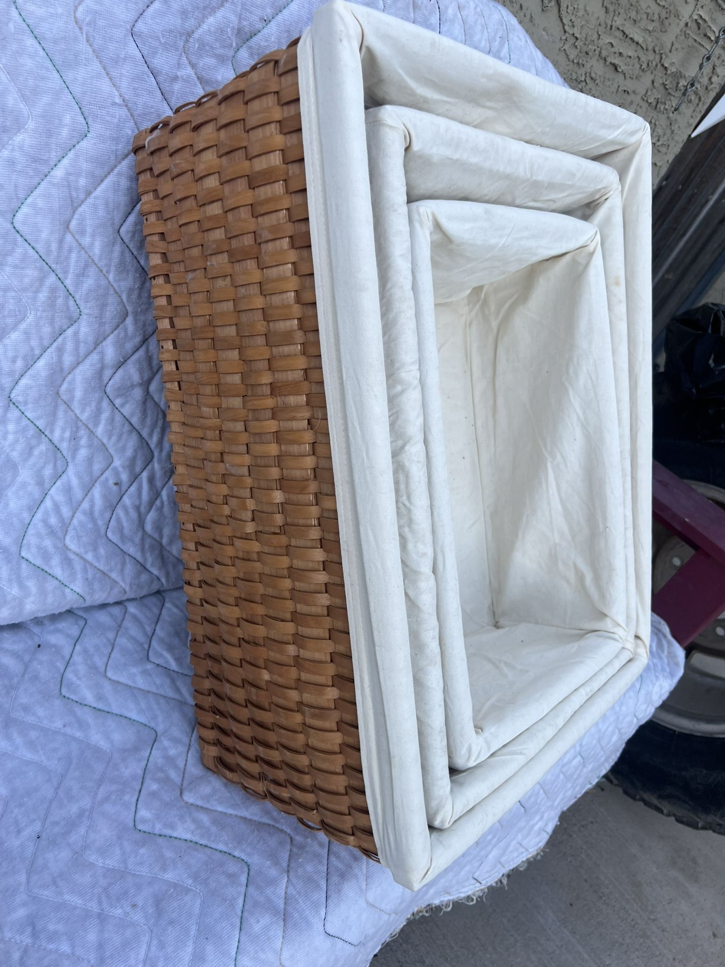 Set Of Three Lined Baskets