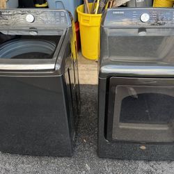 Samsung 4.5 Cu. Ft. Top Load Washer and 7.4 Cu. Ft. Electric Dryer in Black 