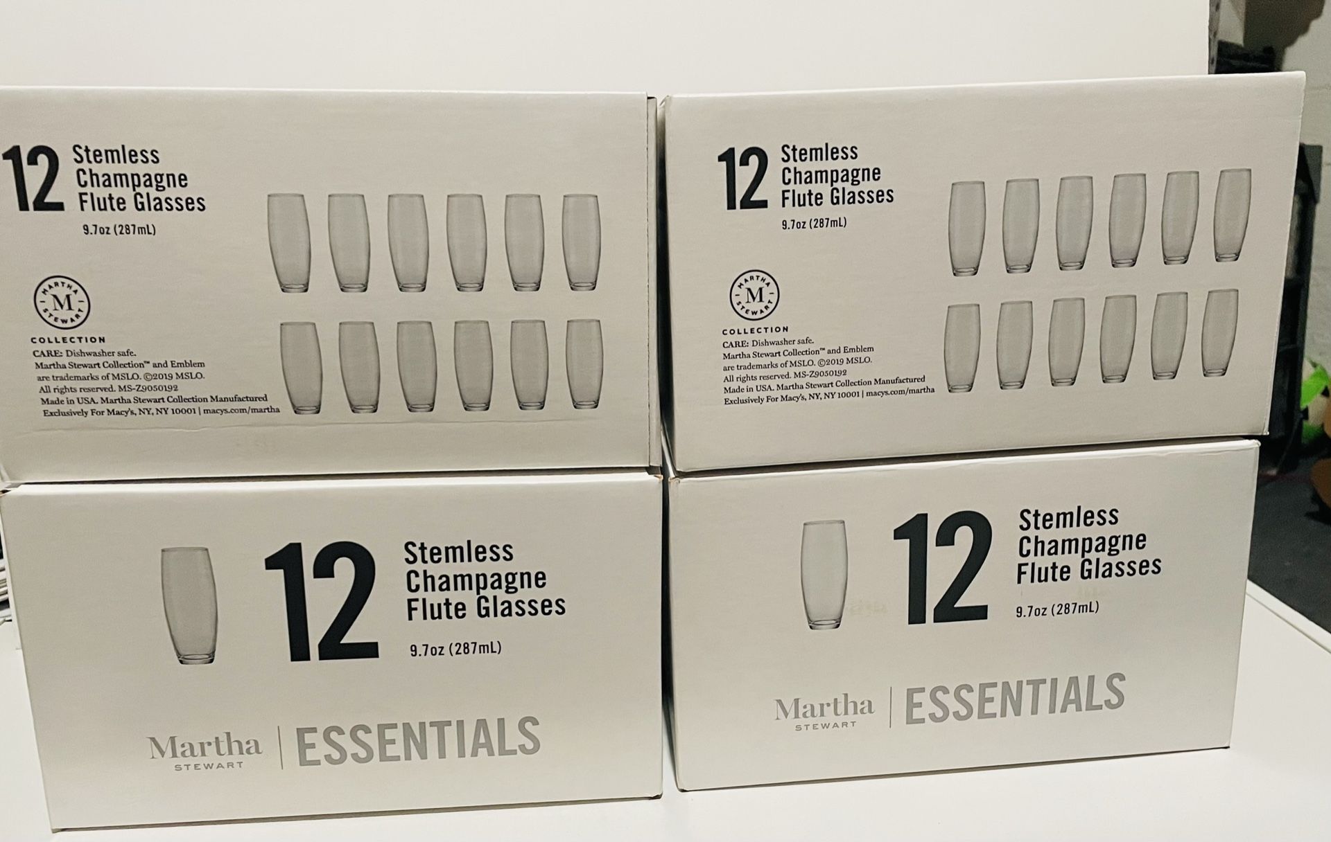 Martha Stewart Essentials Set of 12 Stemless Champagne Flutes