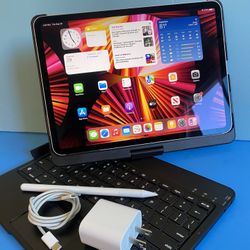 Apple IPad Pro 11” 3rd Generation (2021 Model / M1 chip/ Liquid Retina Display) 128GB with keyboard, stylus pen & Accessories