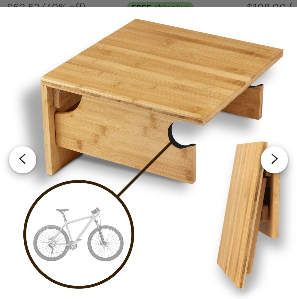 Folding Bamboo Bike Rack/Wall Mount