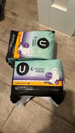U by Kotex Clean & Secure Ultra Thin Overnight Pads with Wings, 40 Ct