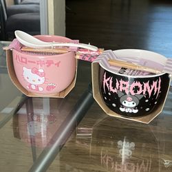 Hello Kitty Kuromi Ceramic Bowl With Chopsticks And Spoon