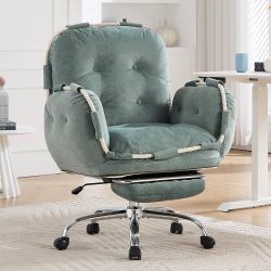 Brand new in box Comfortable Criss Cross Office Chair with Foot Rest Flip Armrests for Pets and Cross Legged Office Chair for Women Reclining Office C