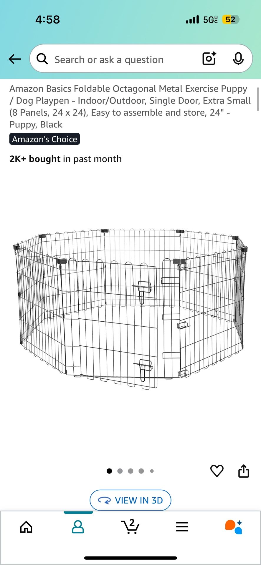 Foldable Metal Dog Playpen 24”