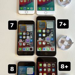 iPhone 6. 6+. IPhone 7. 7+. iPhone 8. 8+. Like New And Unlocked! 