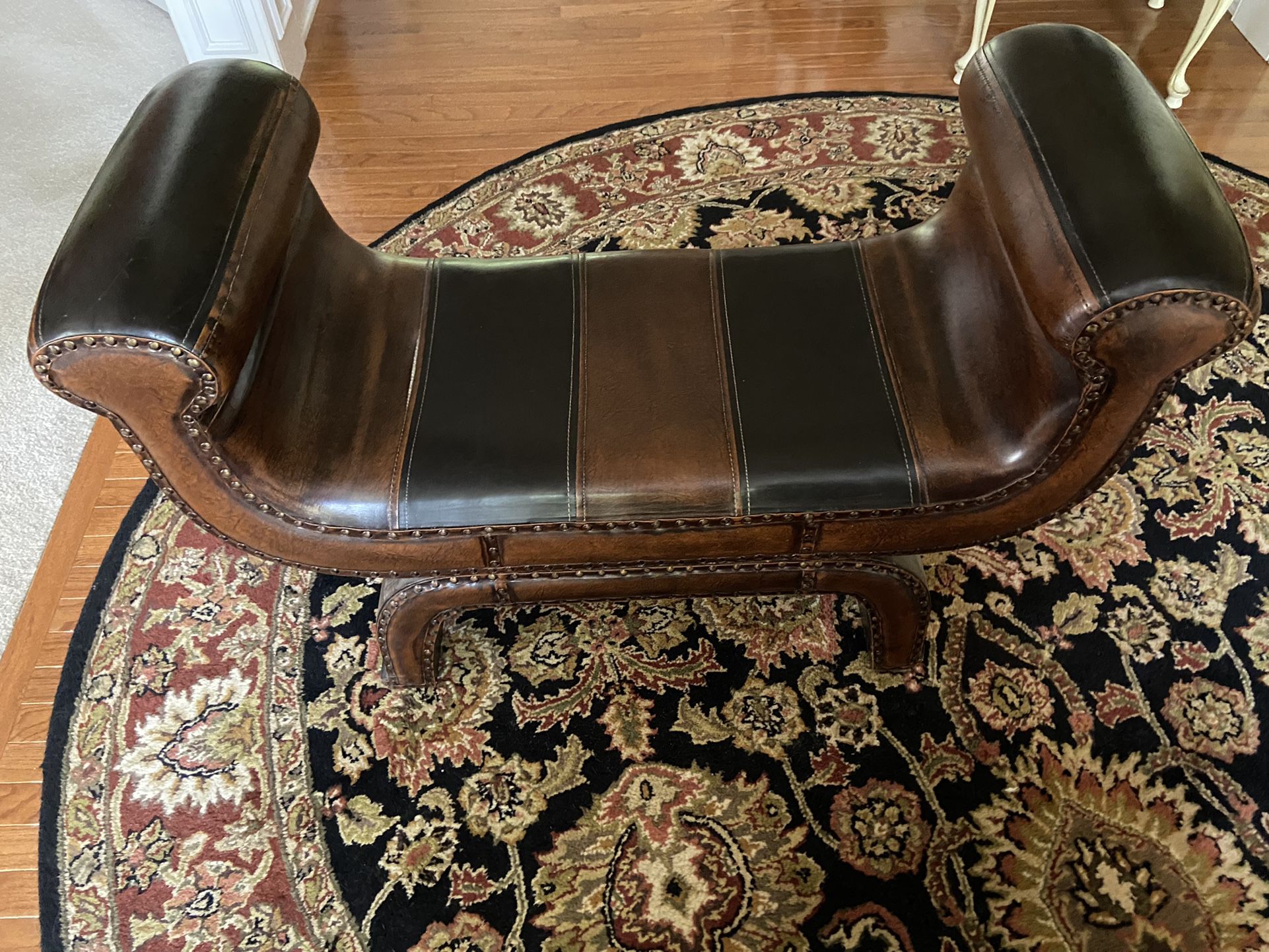 Two Person Leather Bench