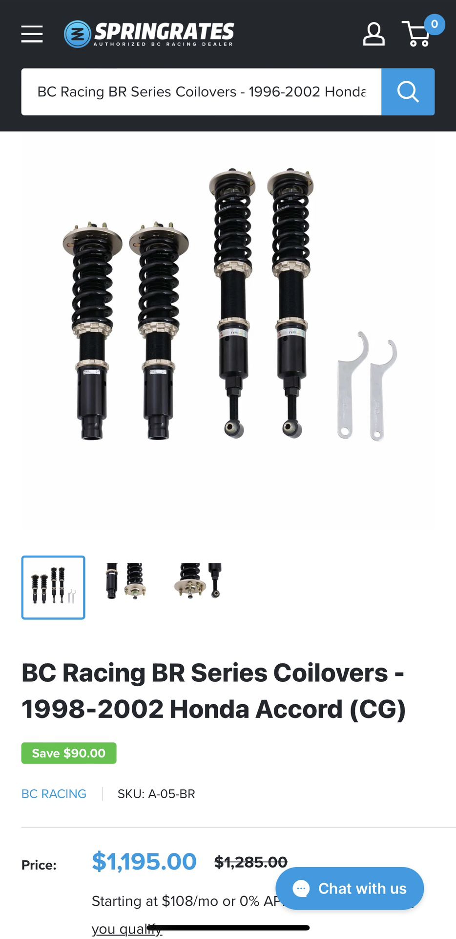 BC Racing 98-02 Honda Accord / 99-03 Acura TL BR Type Coilovers