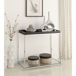 New In Box High Quality Tempered Glass and Metal Console Table