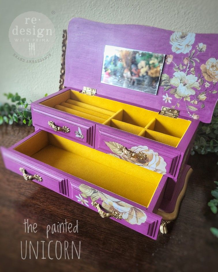 Floral Refinished Jewelry Box