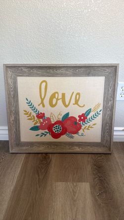 Framed Floral Love Push Pin Wall Art Sign