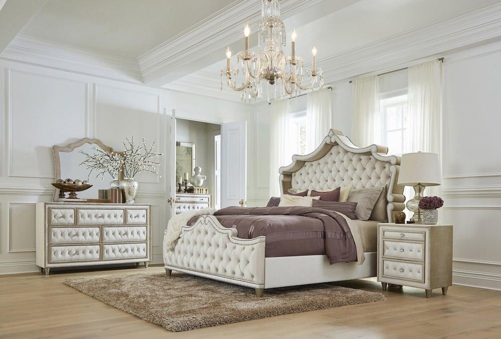 🖐️ LOOK ❗Ivory & Camel - 4pc Queen Panel Bedroom Set, Sameday Delivery, Contemporary, Comfortable,Glam